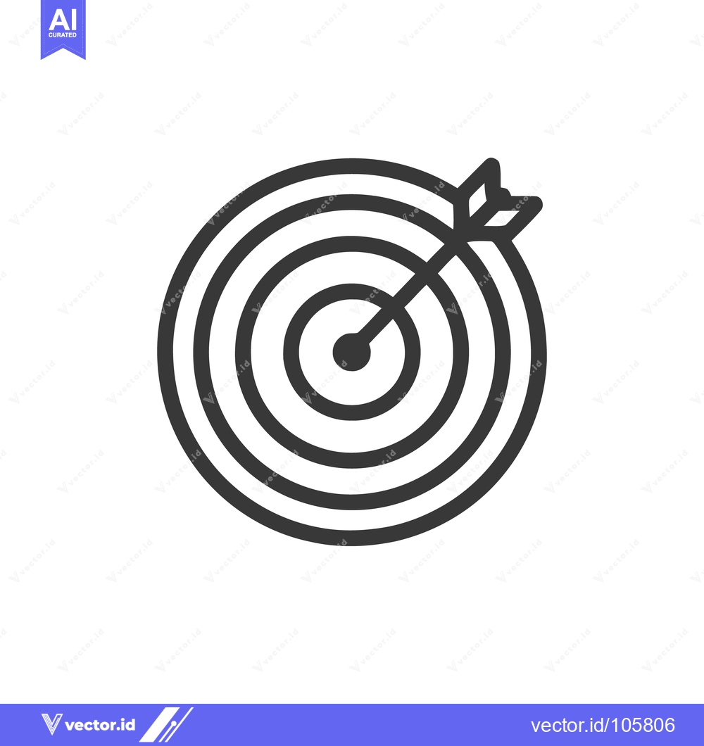 Premium Vector dari Bullseye Arrow Icon: Precision Target Hit, Achievement Symbol, Minimal