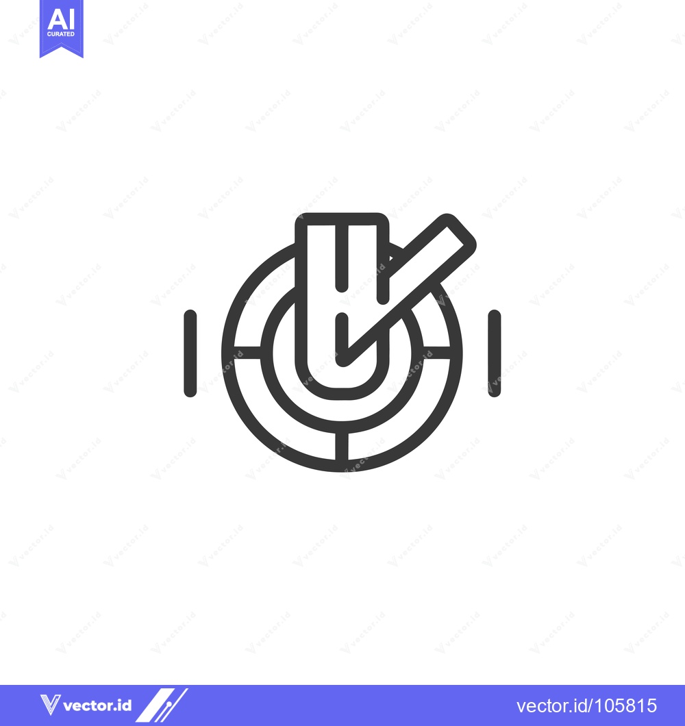 Premium Vector dari Target with Checkmark Inside and Vertical Lines on Sides