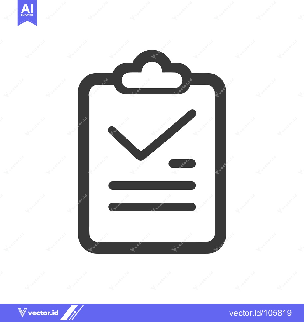 Premium Vector dari Completed Checklist Icon: Dark Gray Clipboard with Checkmark and Lines