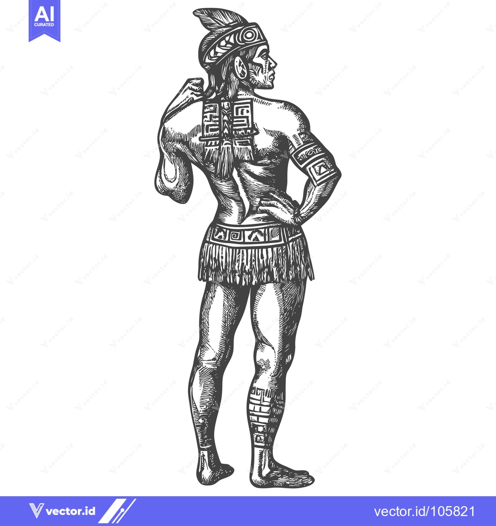 Premium Vector dari Tattooed Indigenous Man in Traditional Attire