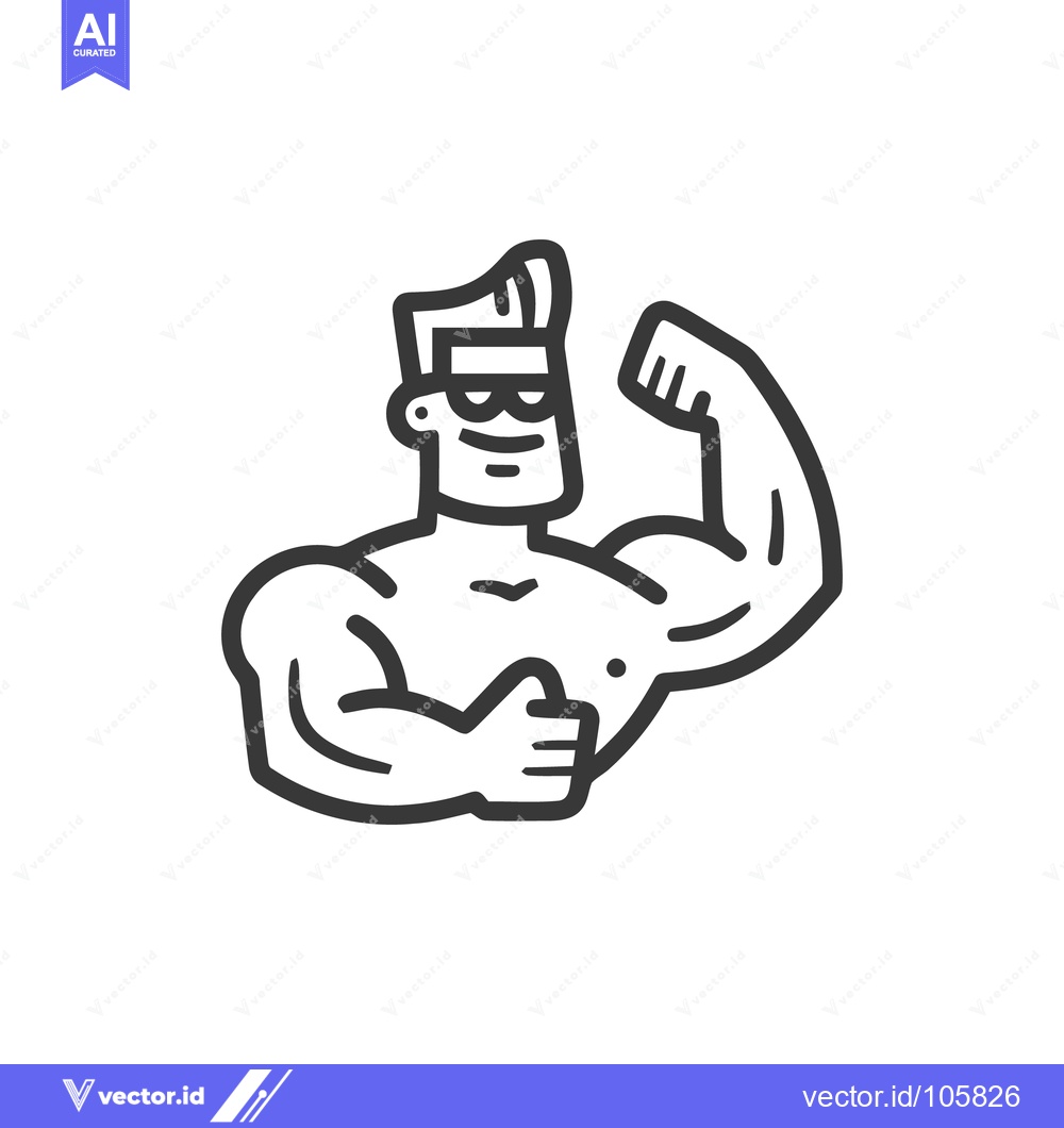 Premium Vector dari Cartoon Bodybuilder Icon with Sunglasses and Flexing Muscles