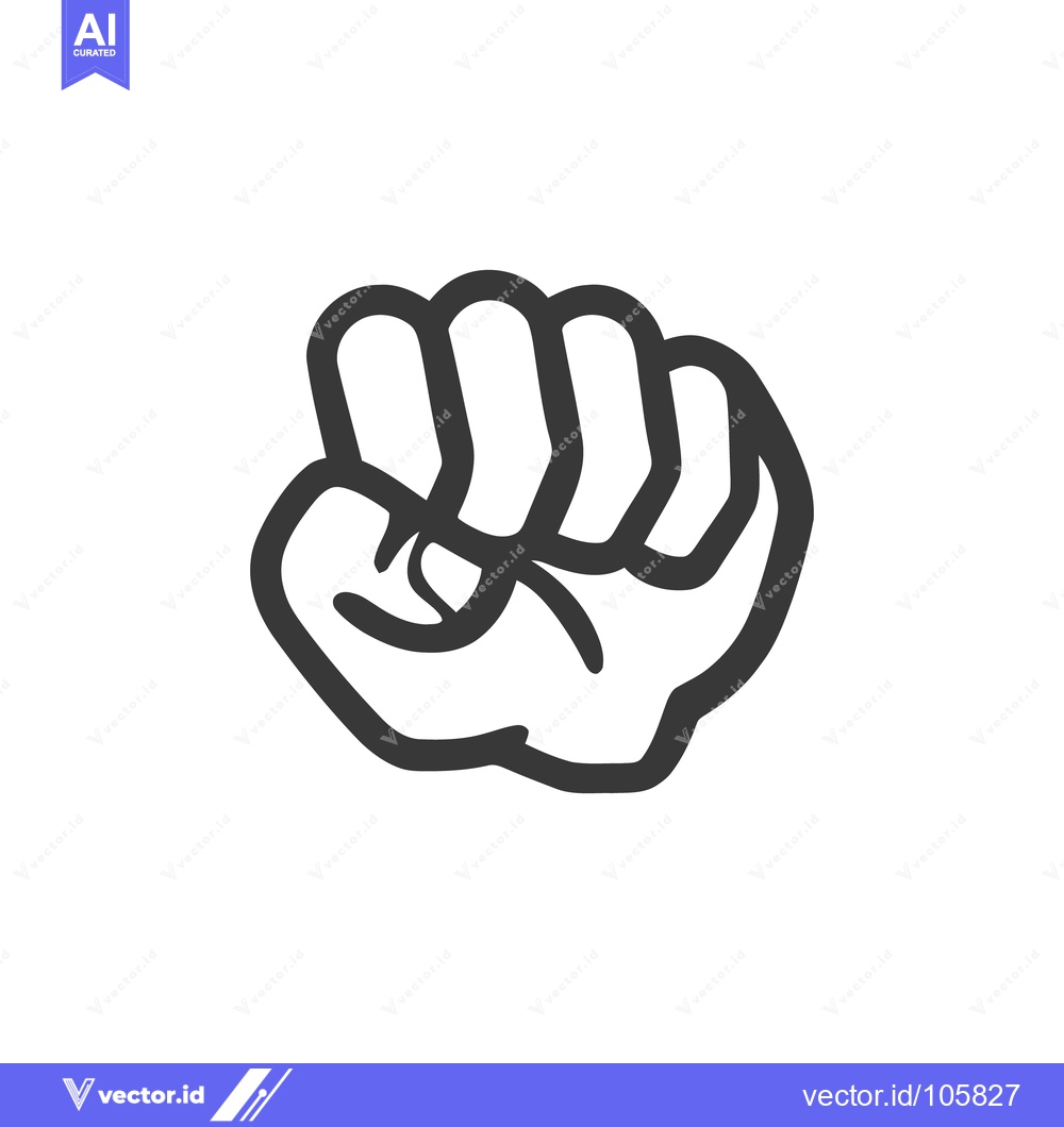 Premium Vector of Bold Fist Icon: Symbol of Power, Resistance, and Solidarity in Minimal