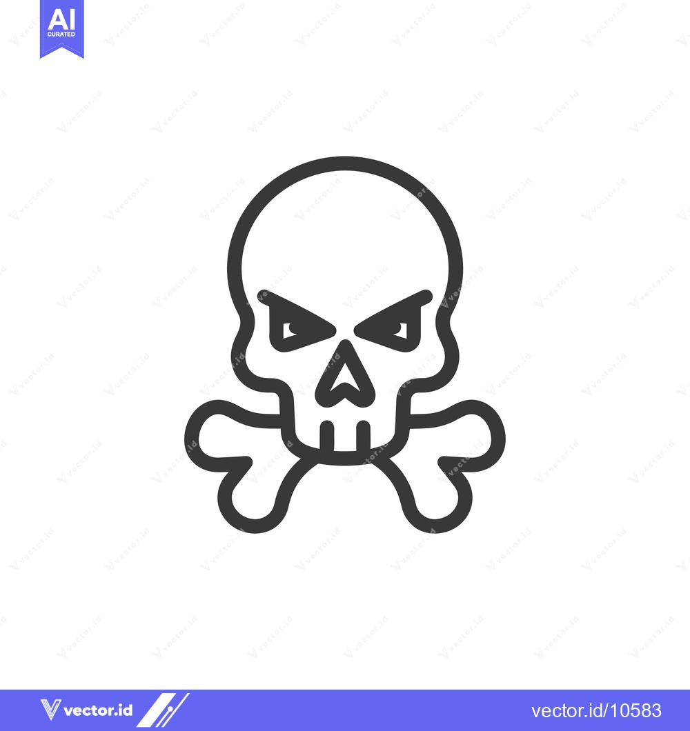 Premium Vector dari A Black and White Line Drawing of a Skull and Crossbones