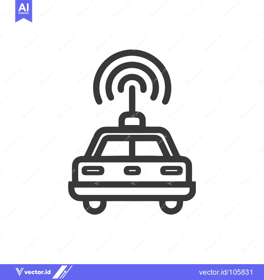 Premium Vector dari Autonomous Vehicle Icon: Self-Driving Car with Antenna for Connectivit