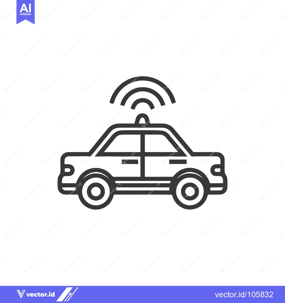Premium Vector of Autonomous Vehicle Icon: Self-Driving Car with Sensor Technology, Line