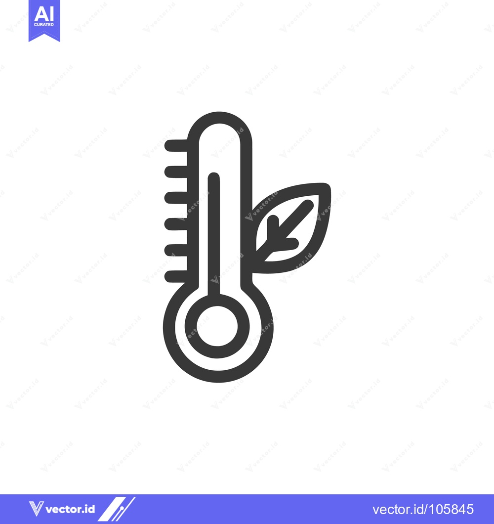 Premium Vector dari Minimalist Thermometer Icon with Leaf Symbolizing Environmental Temper