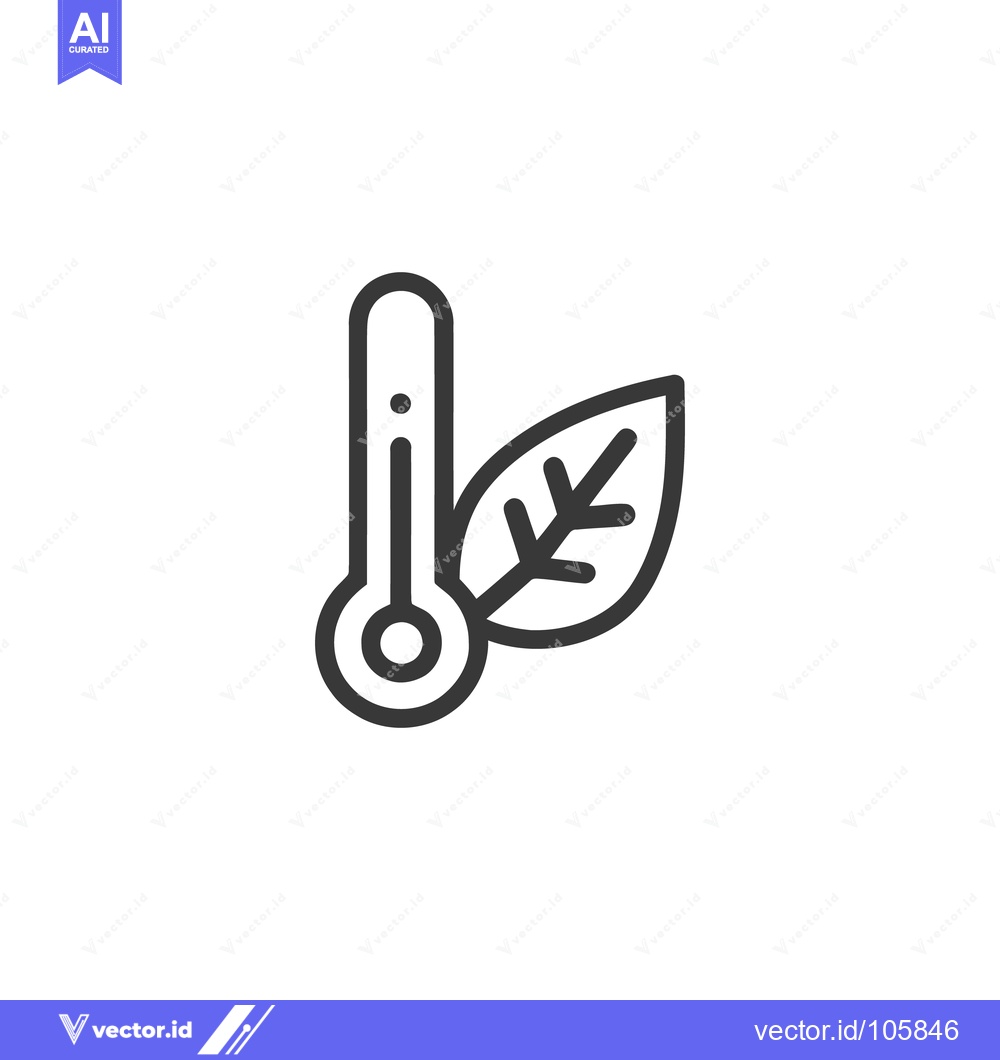 Premium Vector dari Minimalist Icon: Thermometer and Leaf Symbolizing Environmental Temper