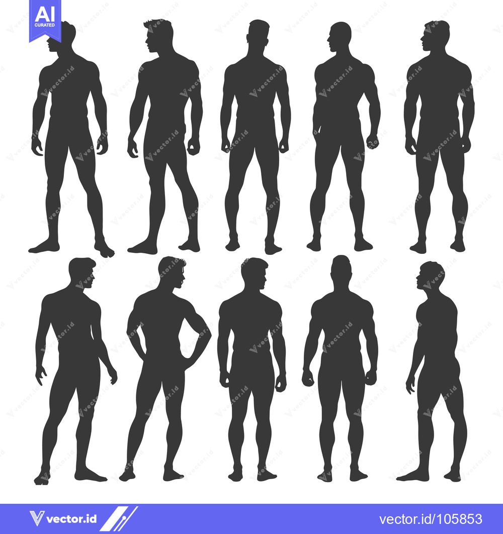 Premium Vector of Ten Male Silhouettes in Different Poses