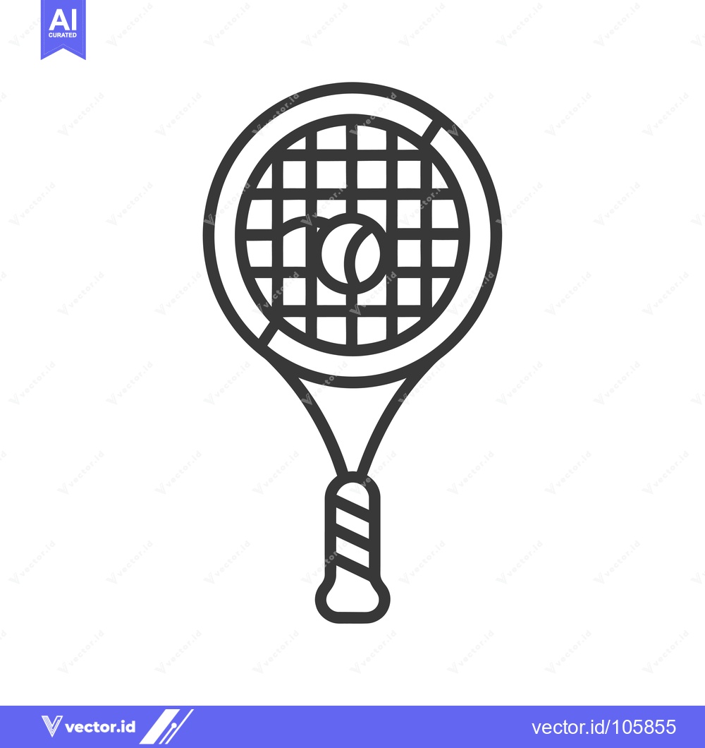 Premium Vector of Tennis Racket with Ball Inside the Strings