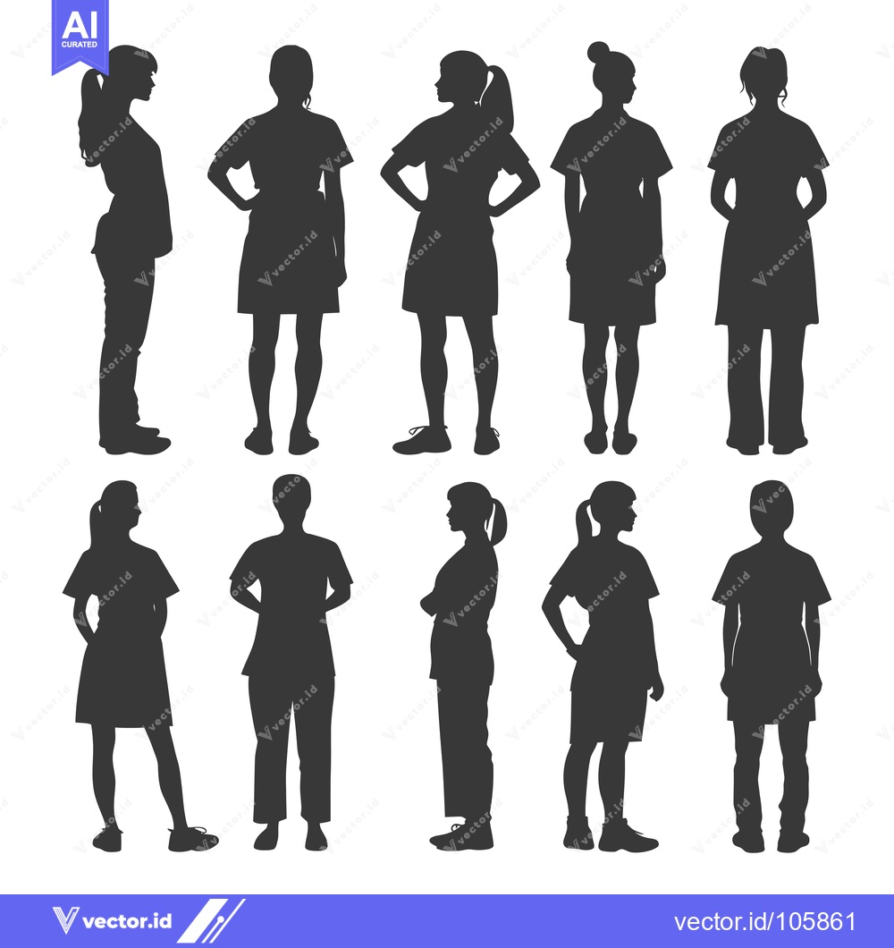 Premium Vector of Ten Silhouettes of Women in Different Poses