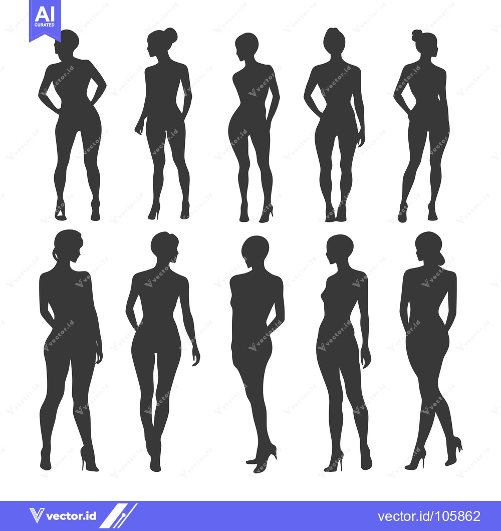 Premium Vector dari Ten Silhouettes of Women in High Heels