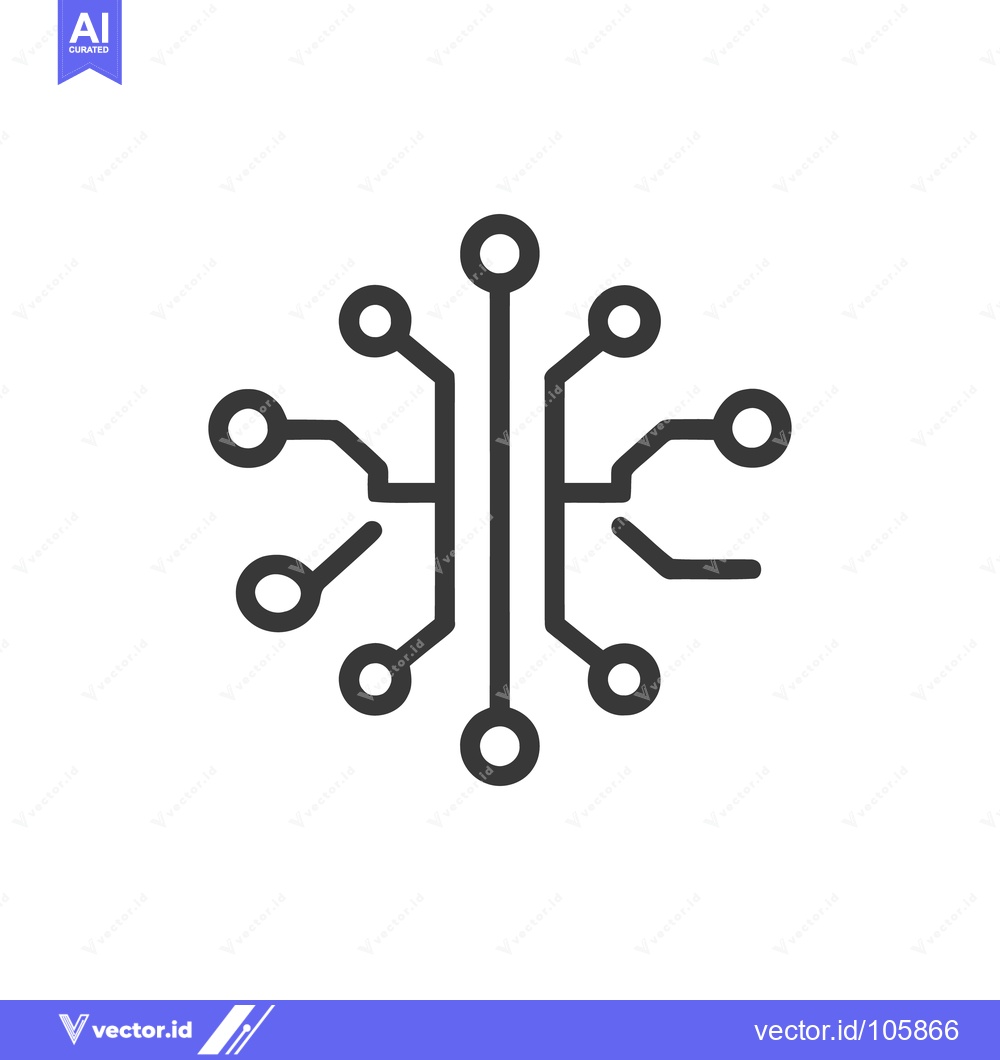 Premium Vector of Minimalist Circuit Board Icon: Symmetrical Design on White Background