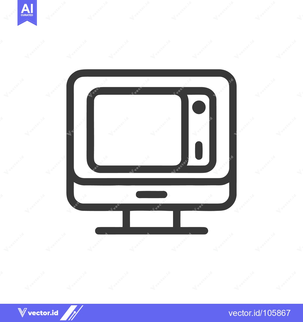 Premium Vector dari Retro Television Icon: Bold Line Art on White Background