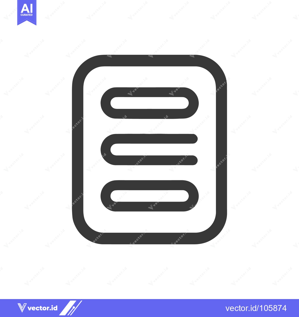 Premium Vector dari Minimalist Document Icon: Rounded Rectangle with Three Horizontal Line