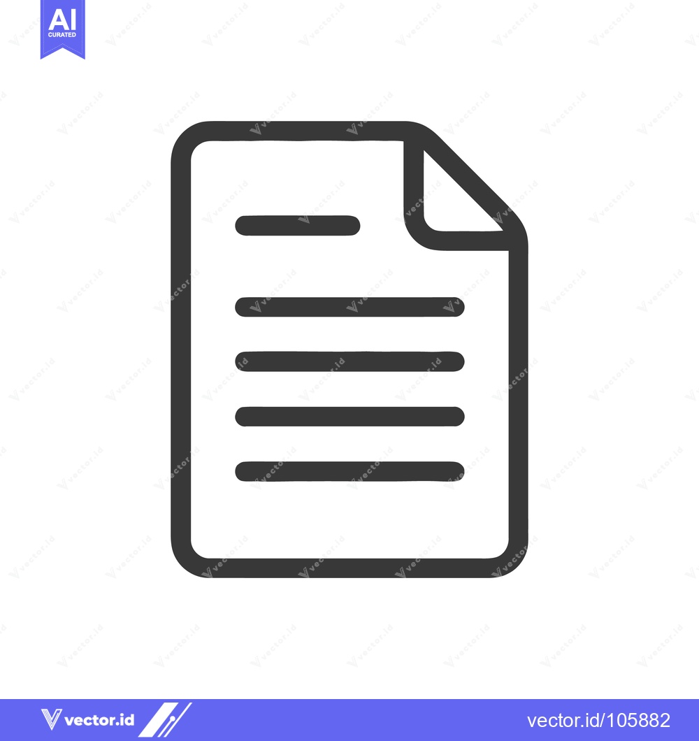 Premium Vector dari Minimalist Document Icon with Folded Corner and Text Lines on White Ba