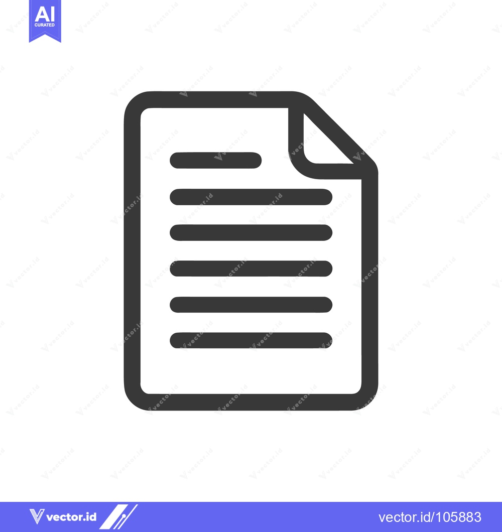 Premium Vector dari Document Icon: Simple Black Outline on White Background, Rounded Corne