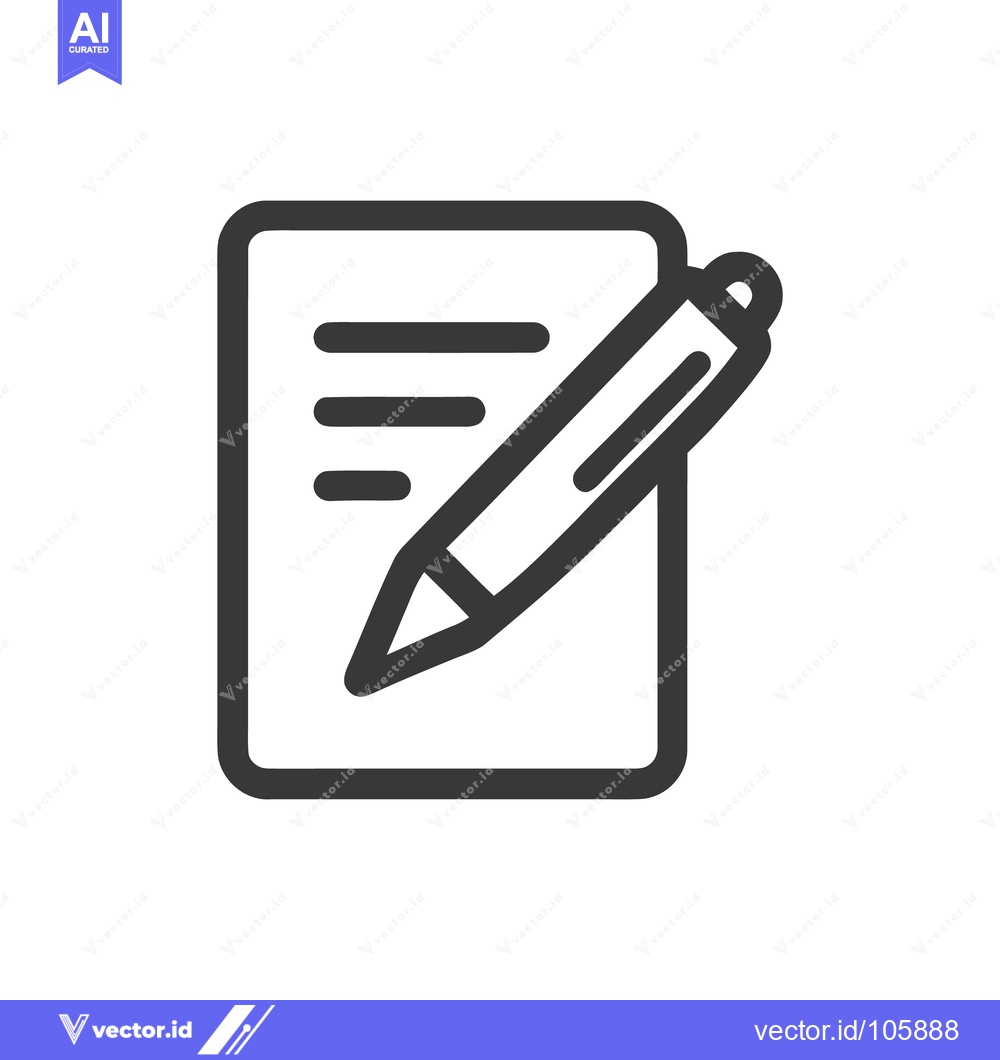 Premium Vector dari Edit Document Icon: Rounded Paper with Pencil, Dark Gray Outline on Wh