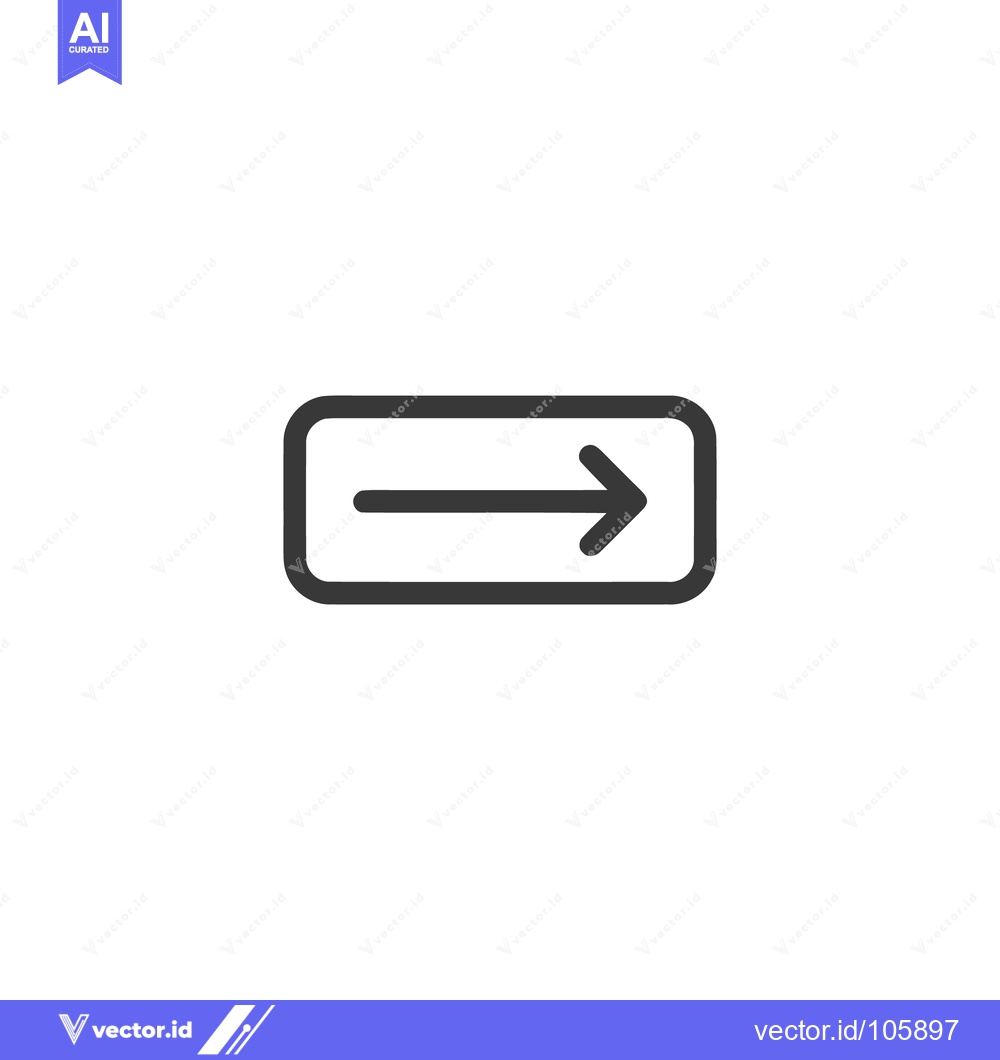 Premium Vector dari Simple Right Arrow Inside Rounded Rectangle, Dark Gray Icon on White B
