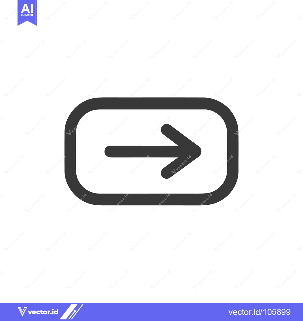 Premium Vector dari Sleek Right Arrow Icon in Rounded Rectangle, Minimalist Design