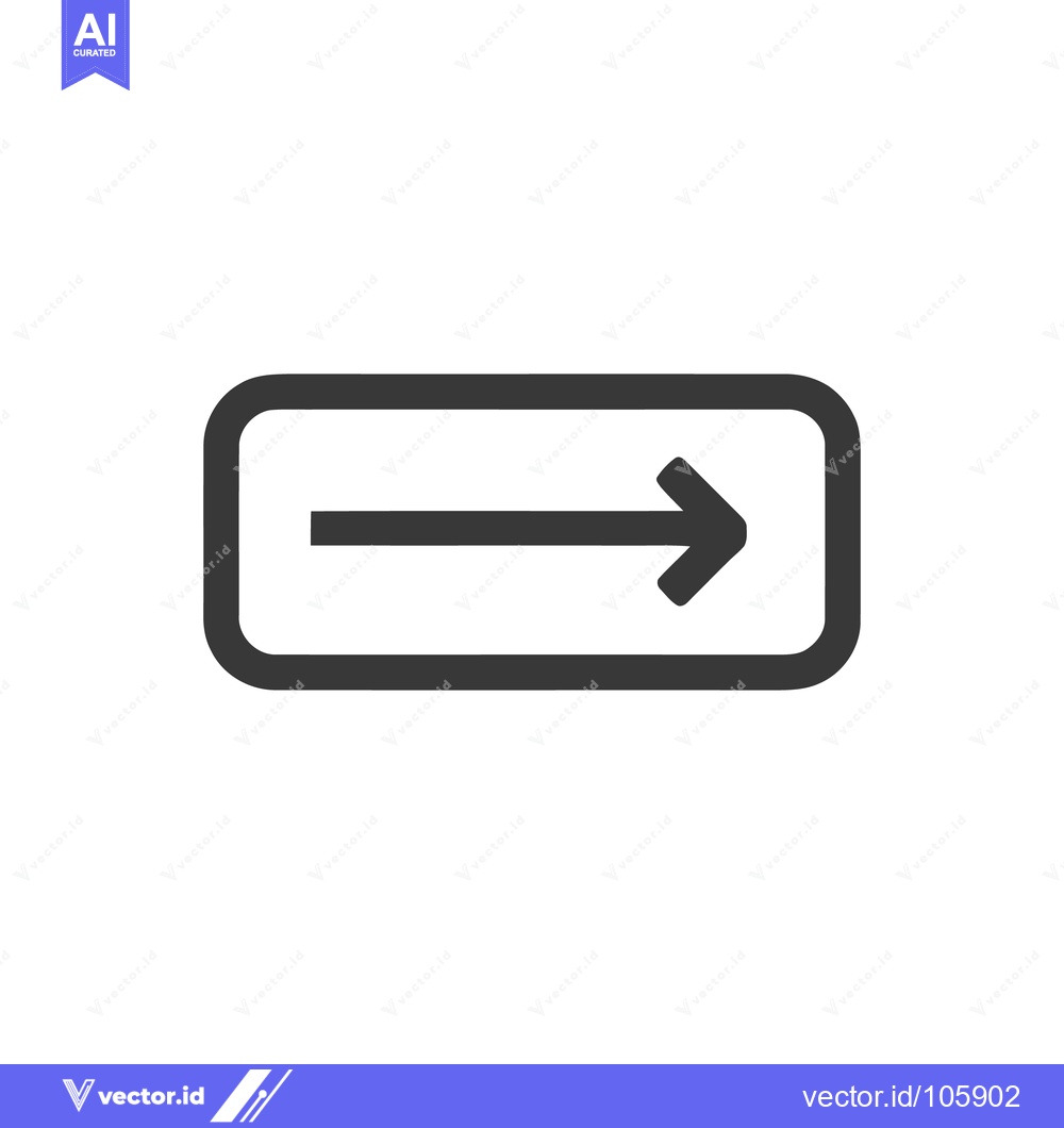 Premium Vector dari Simple Right Arrow Icon in Rounded Rectangle, Dark Gray on White Backg
