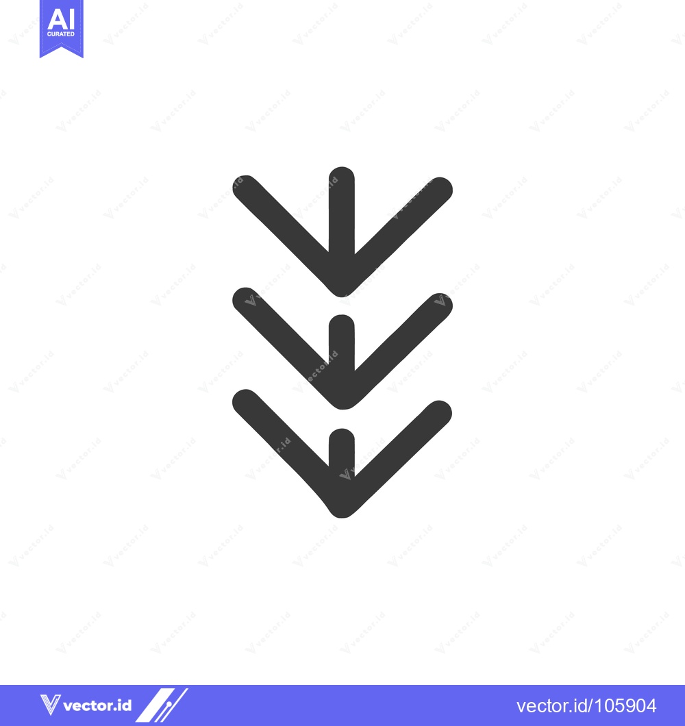 Premium Vector of Three Stacked Downward Arrows, Minimalist Design on White Background
