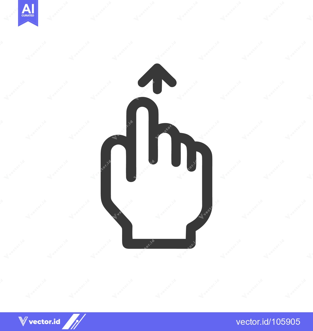 Premium Vector dari Swipe Up Gesture Icon: Simple Hand with Arrow, Dark Gray Outline