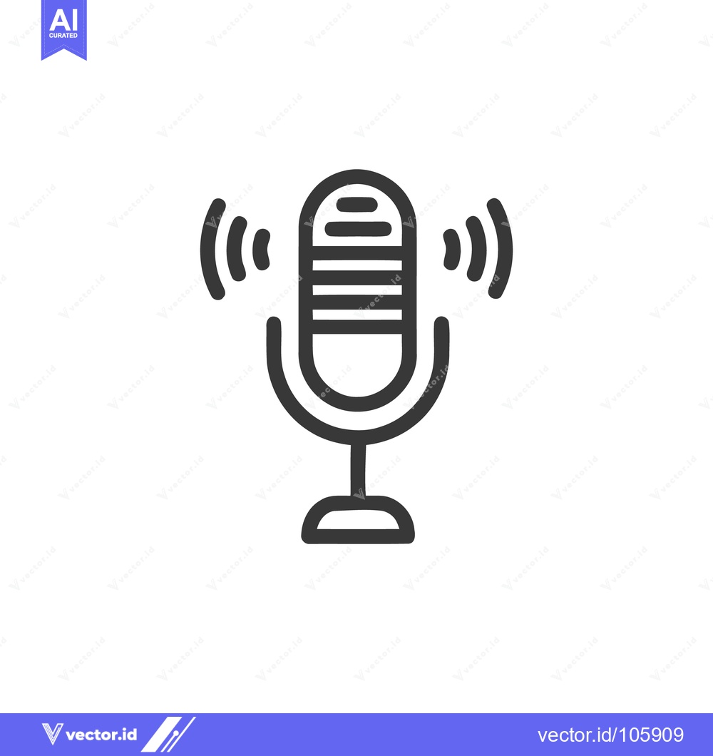 Premium Vector dari Minimalist Microphone Icon with Sound Waves on White Background