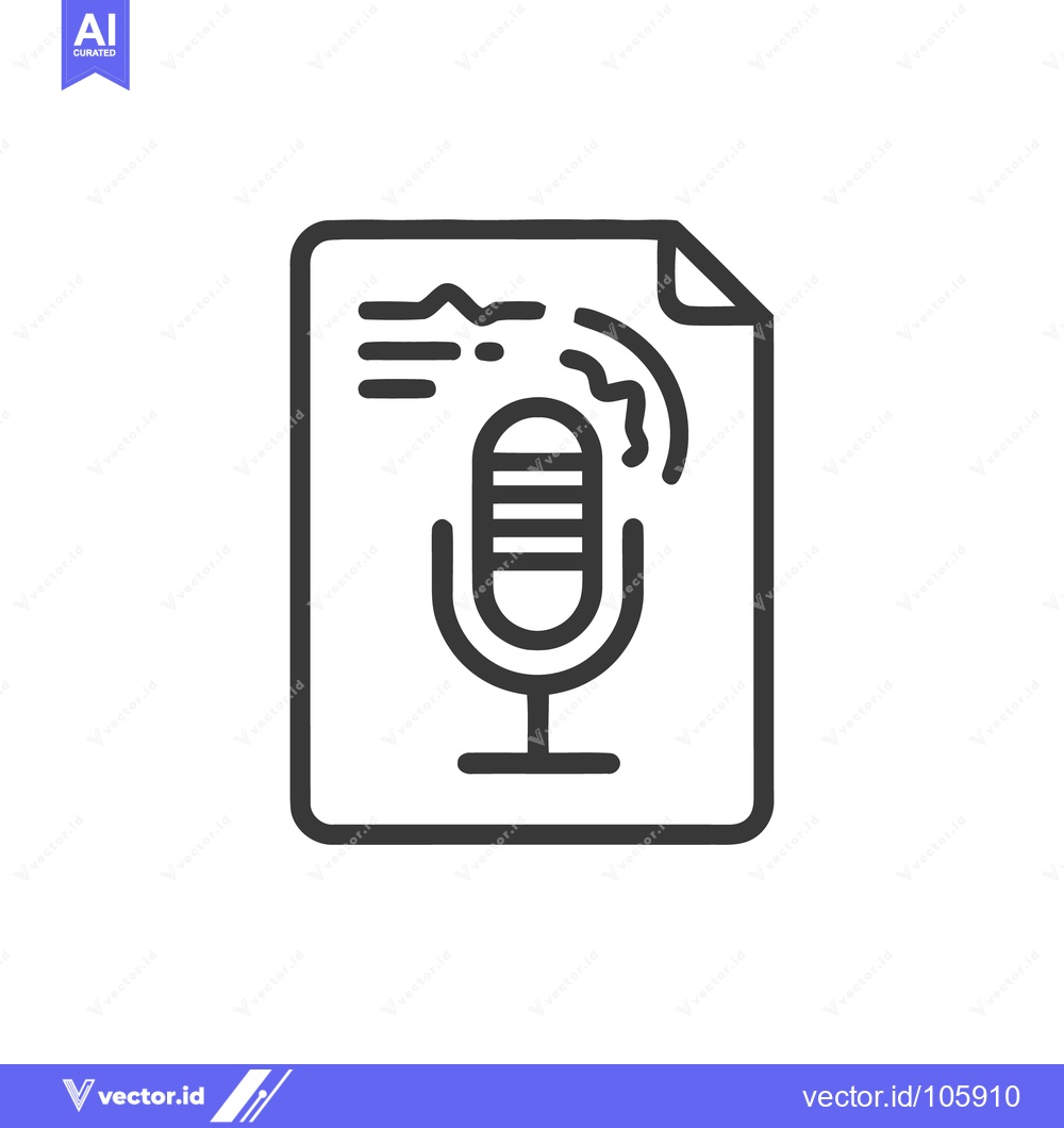 Premium Vector dari Podcast Document Icon: Microphone with Sound Waves on Paper