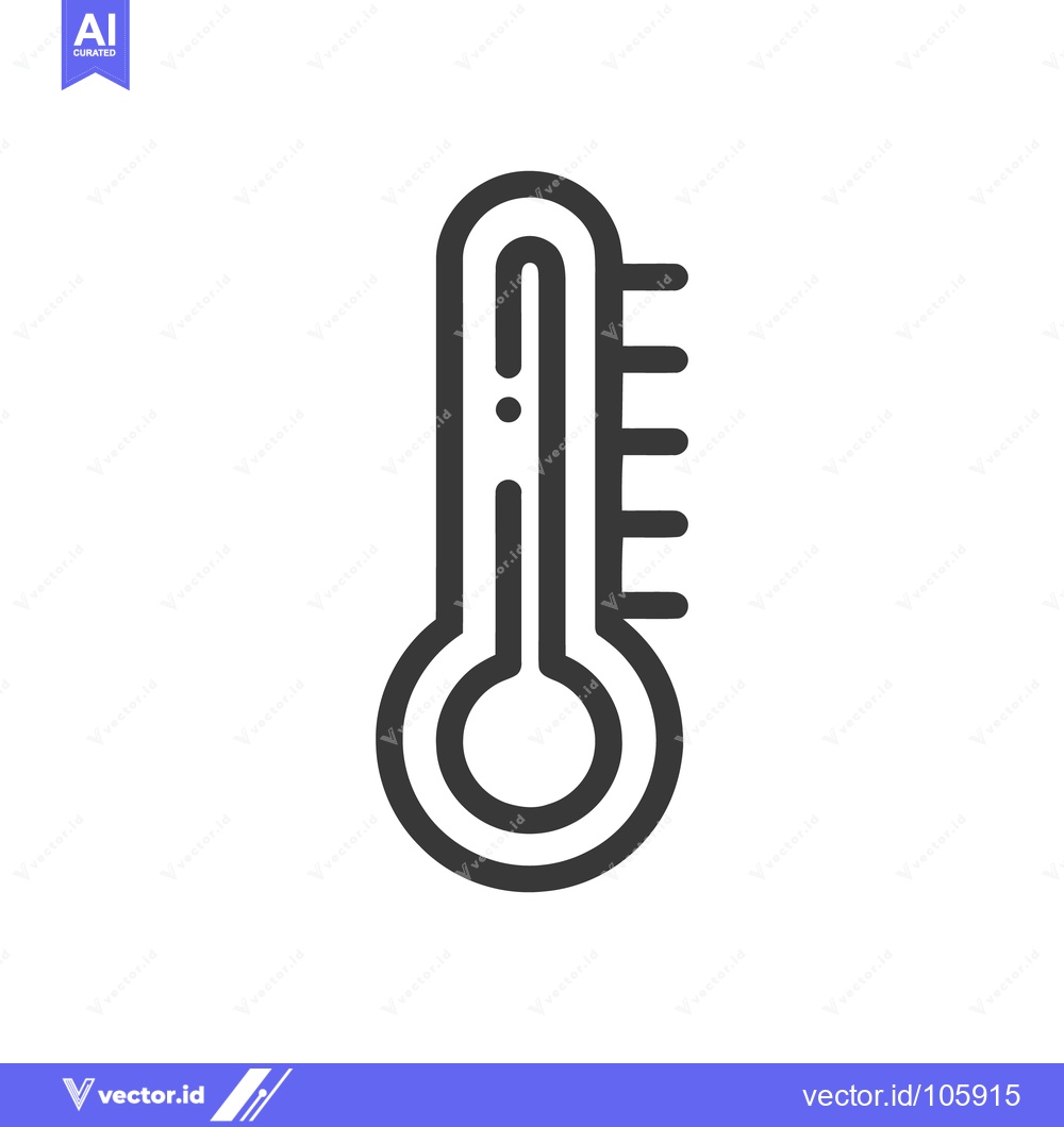 Premium Vector dari Minimalist Thermometer Icon: Bold Outline on White Background, Tempera
