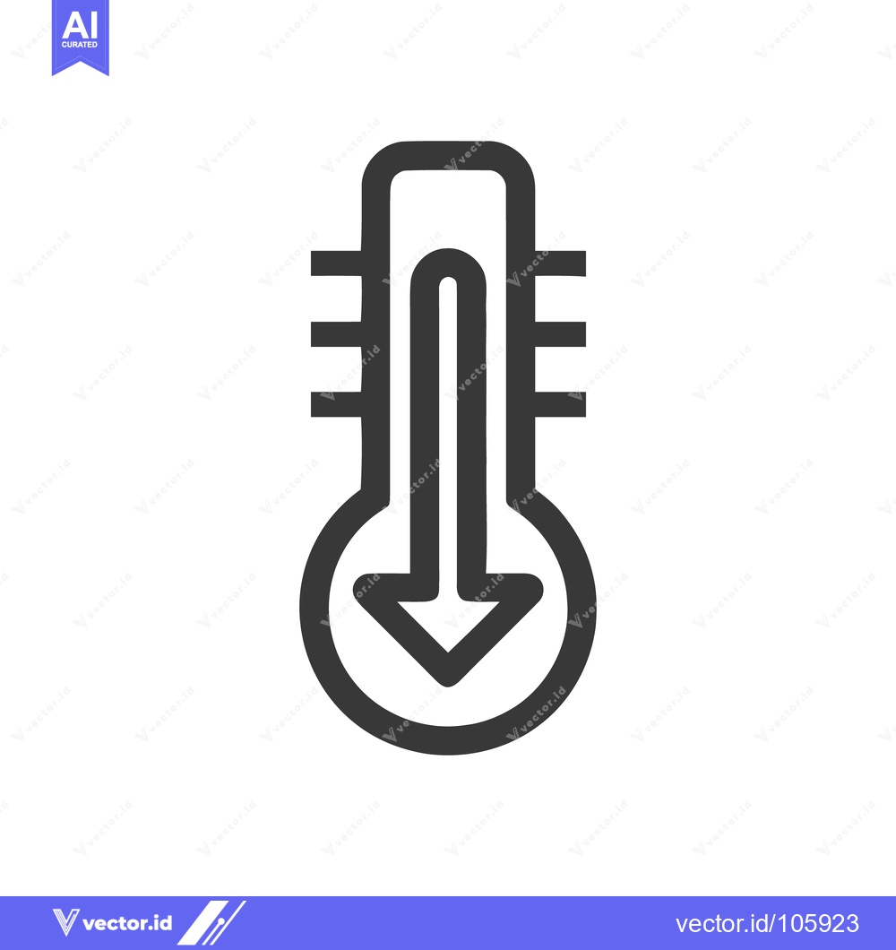 Premium Vector dari Minimalist Thermometer Icon Indicating Falling Temperature, Isolated o