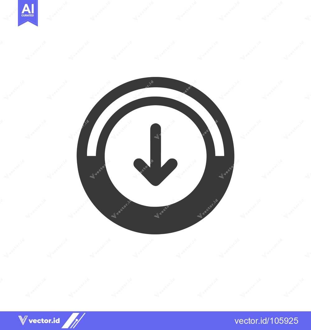 Premium Vector dari Download Icon: Arrow Pointing Down in a Circular Frame, Minimalist Des