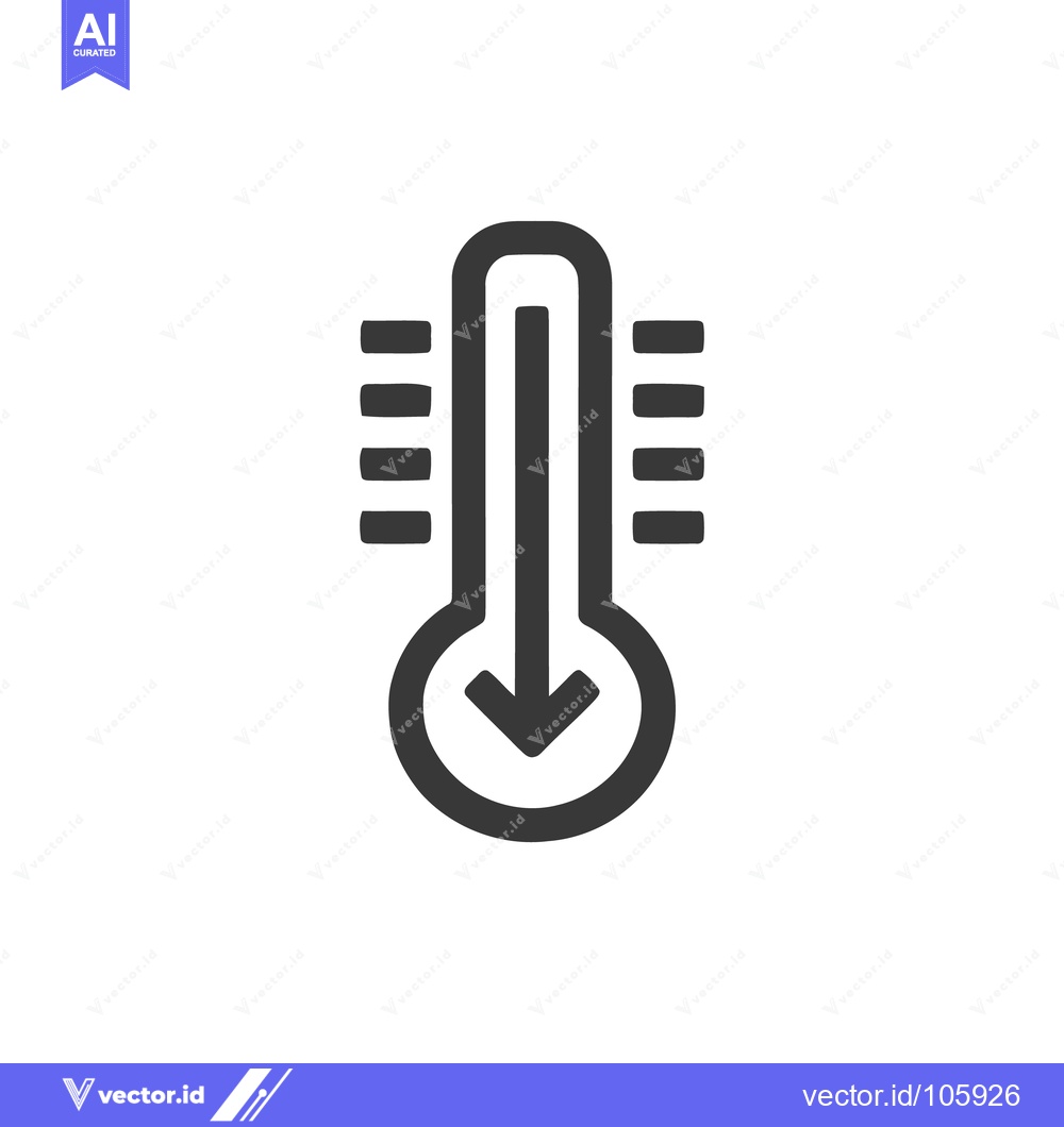 Premium Vector dari Minimalist Thermometer Icon with Arrow, Low Temperature Indication