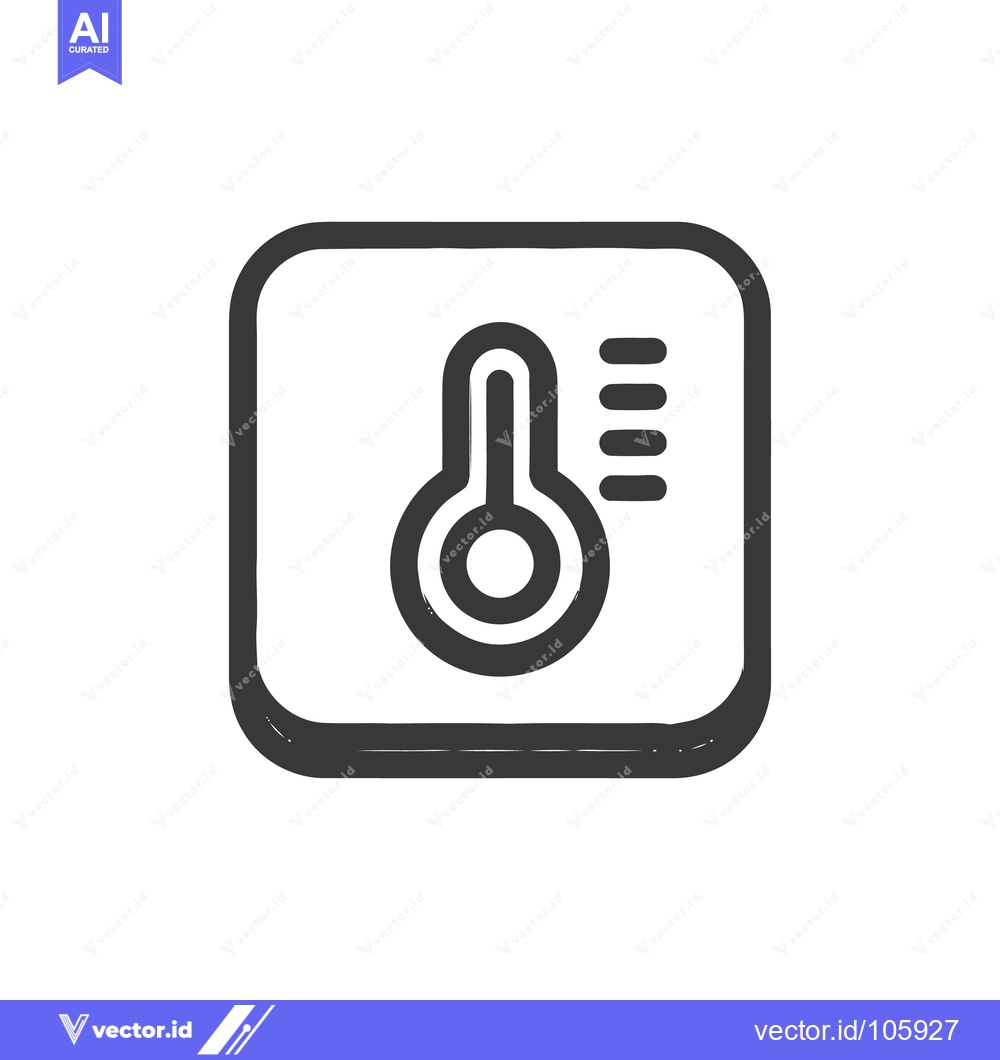 Premium Vector of Stylized Thermometer Icon in Rounded Square Frame, Weather Concept