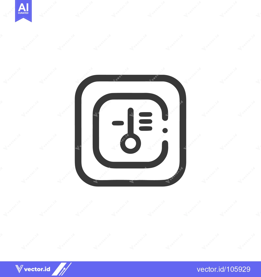 Premium Vector dari Minimalist Thermostat Icon in Rounded Square Frame, Dark Gray on White