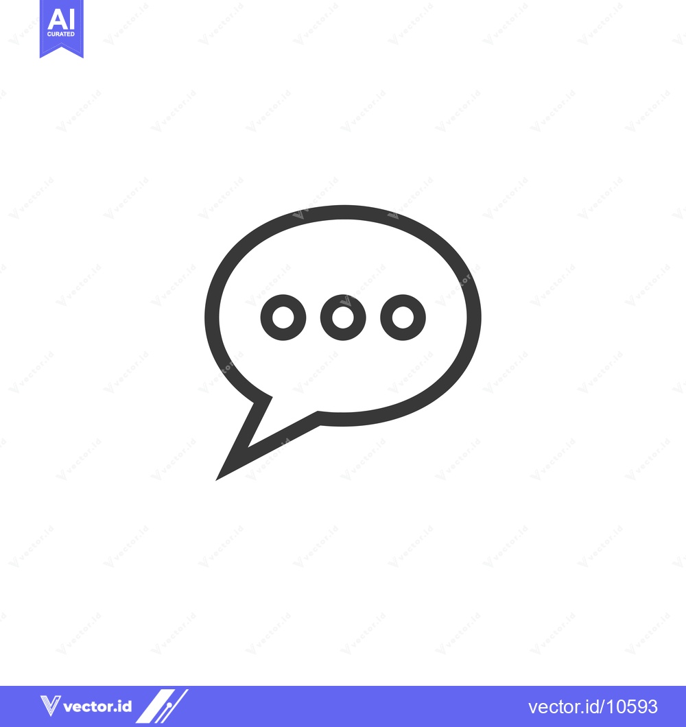 Premium Vector dari A Black and White Line Drawing of a Speech Bubble with Three Dots