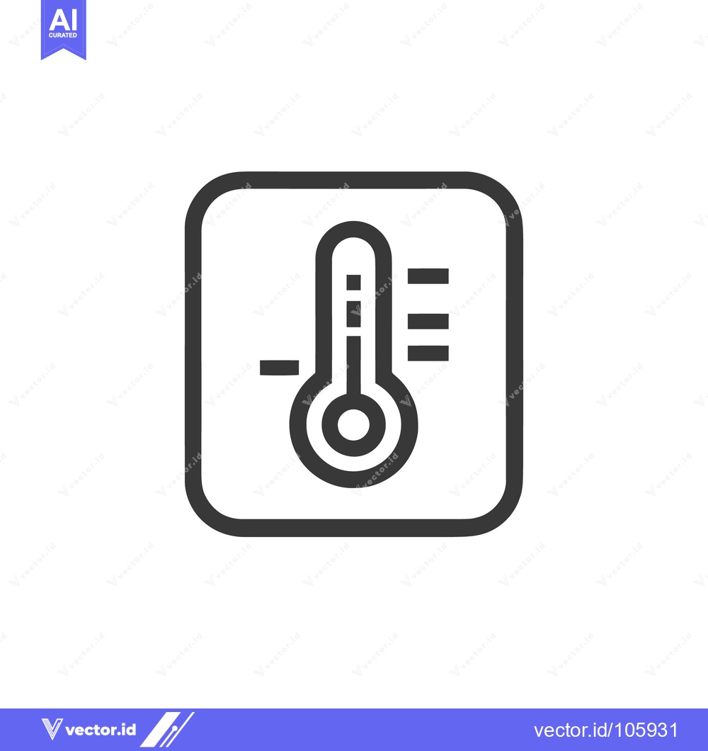 Premium Vector dari Minimalist Thermometer Icon in Rounded Square, Gray on White