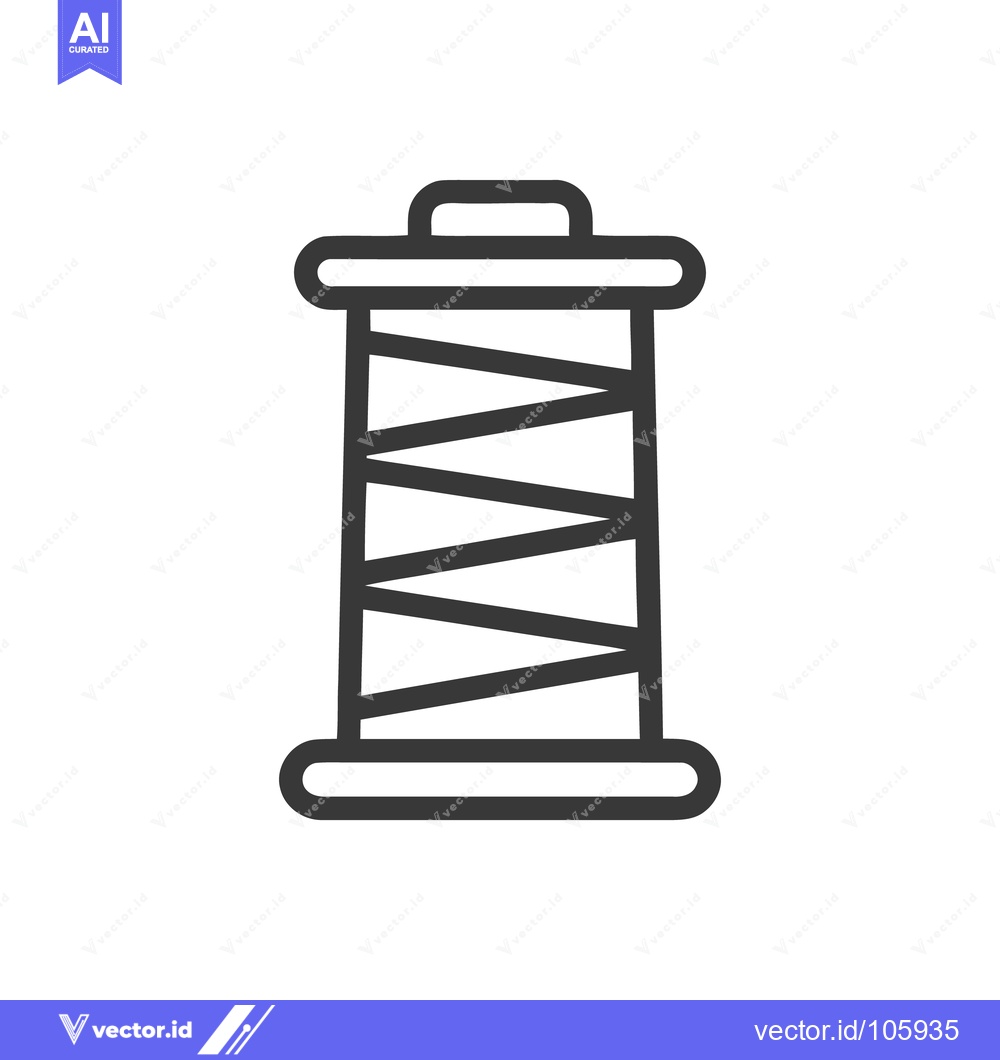 Premium Vector dari Thread Spool Icon: Minimalist Design with Zigzag Pattern, Dark Gray Ou