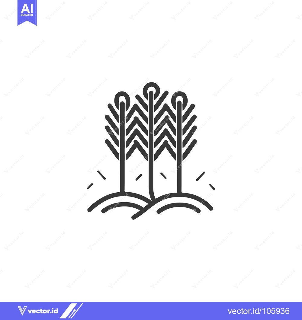 Premium Vector dari Three Abstract Pine Trees in a Hilly Landscape
