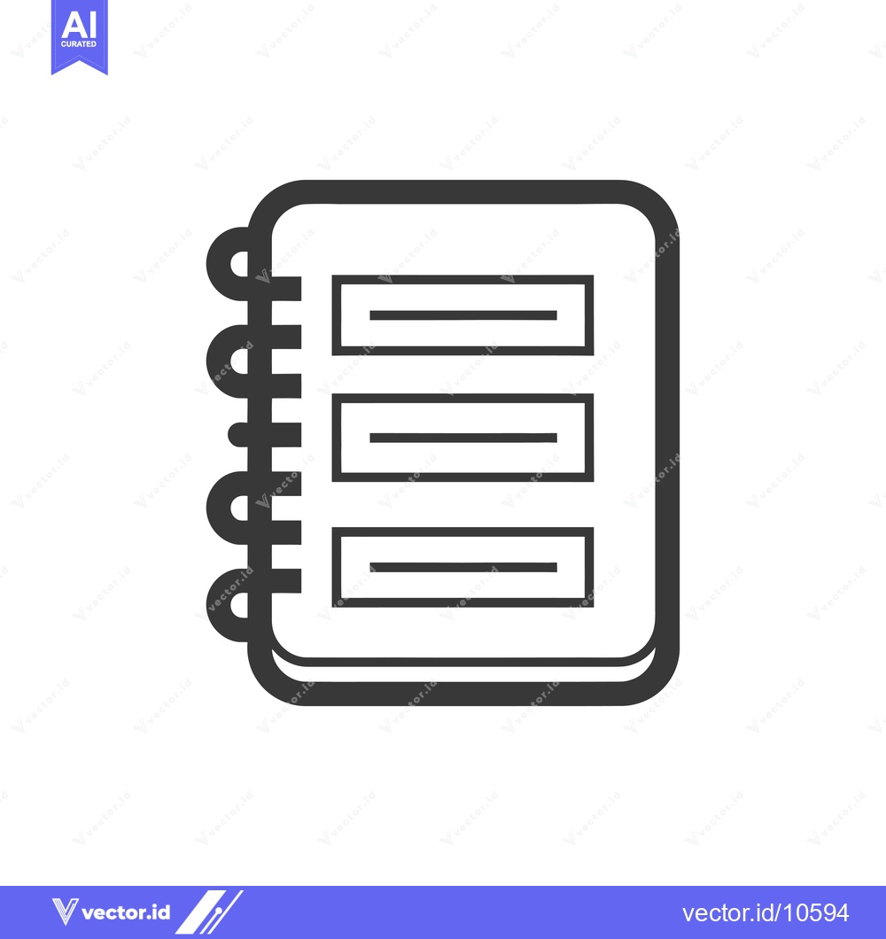 Premium Vector dari A black and white line drawing of a spiral bound notebook with three b