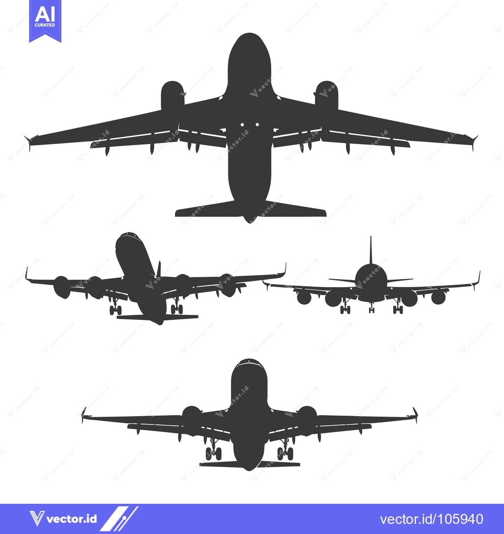 Premium Vector dari Three Airplane Silhouettes in Different Flight Positions