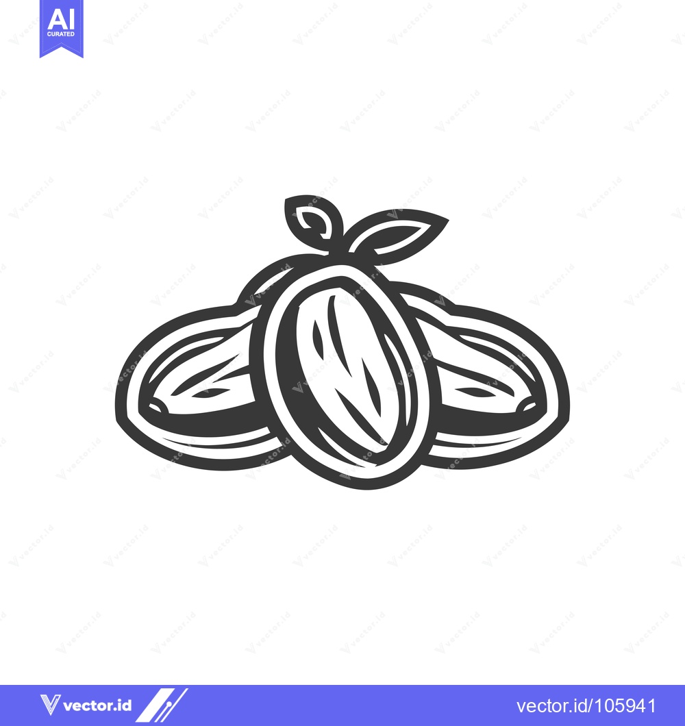 Premium Vector dari Three Almonds with a Sprout and Stem