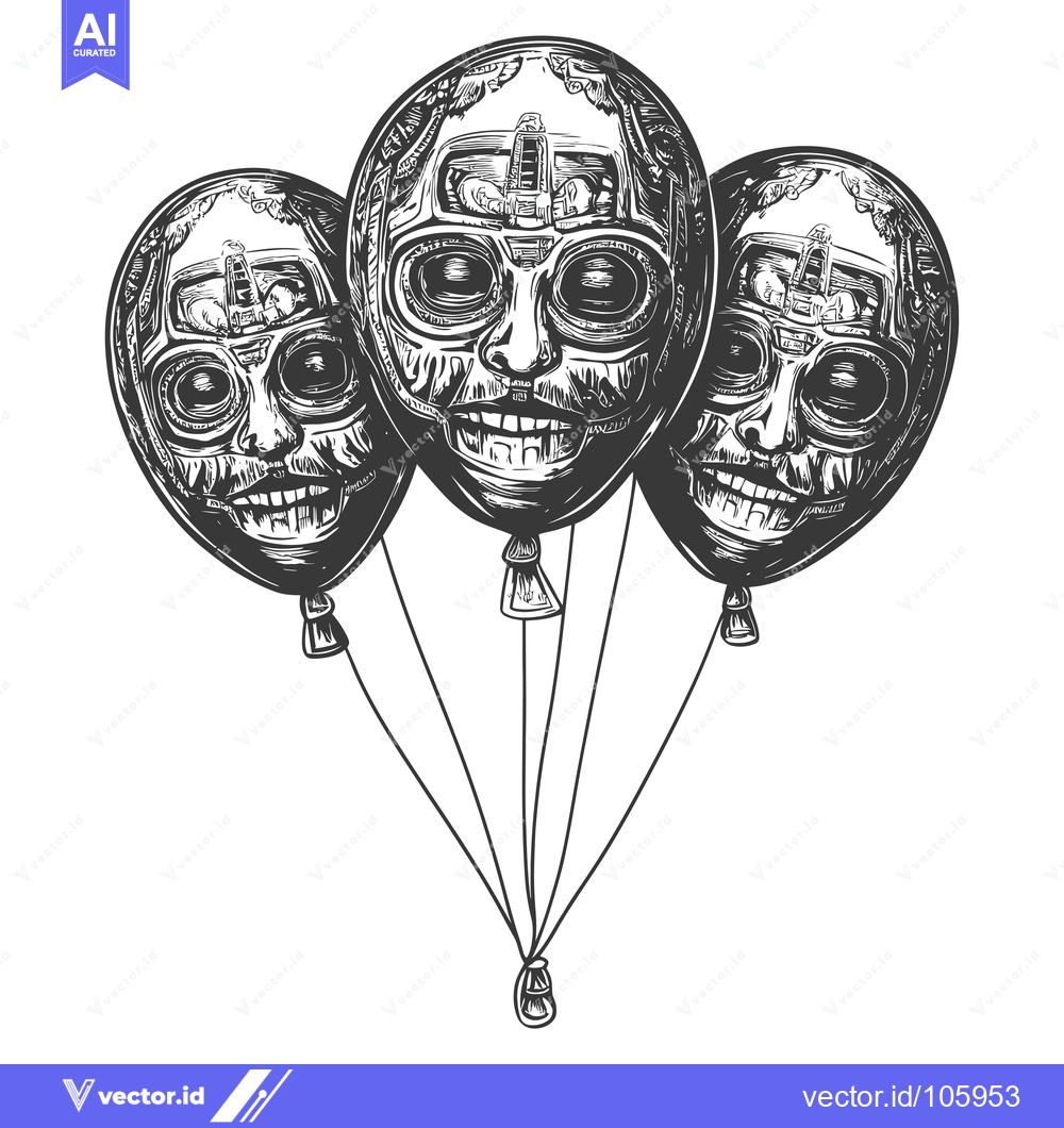 Premium Vector dari Three Balloons with Detailed Mechanical Faces
