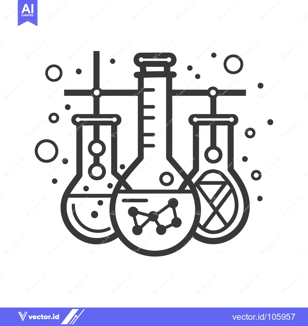 Premium Vector of Three Beaker Flasks Hanging From A Rack