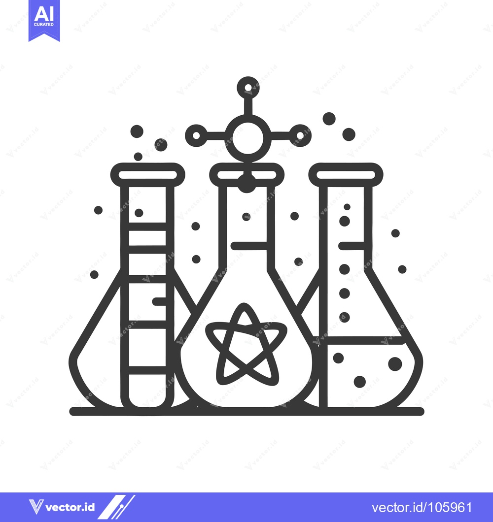 Premium Vector of Three Beakers with a Molecular Structure Above