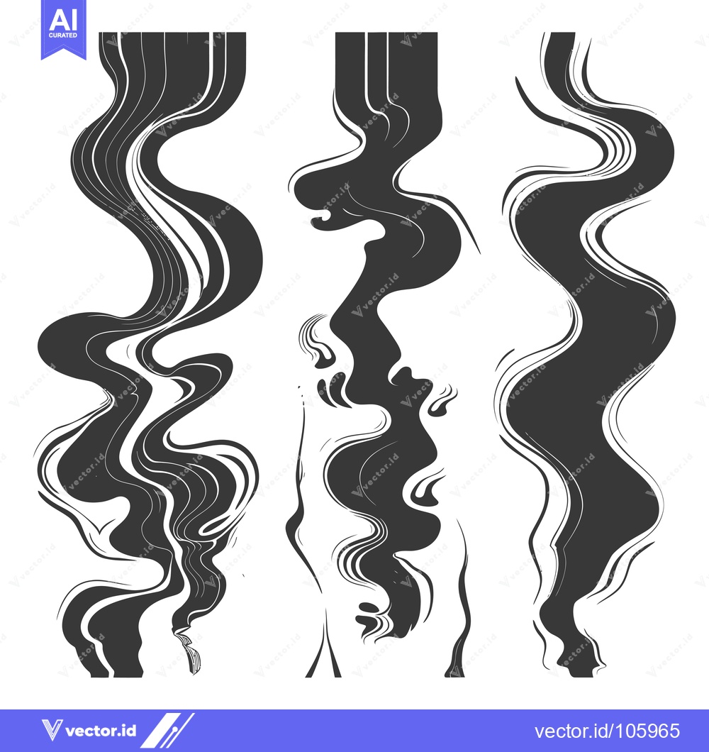 Premium Vector of Three Black and White Abstract Wavy Shapes