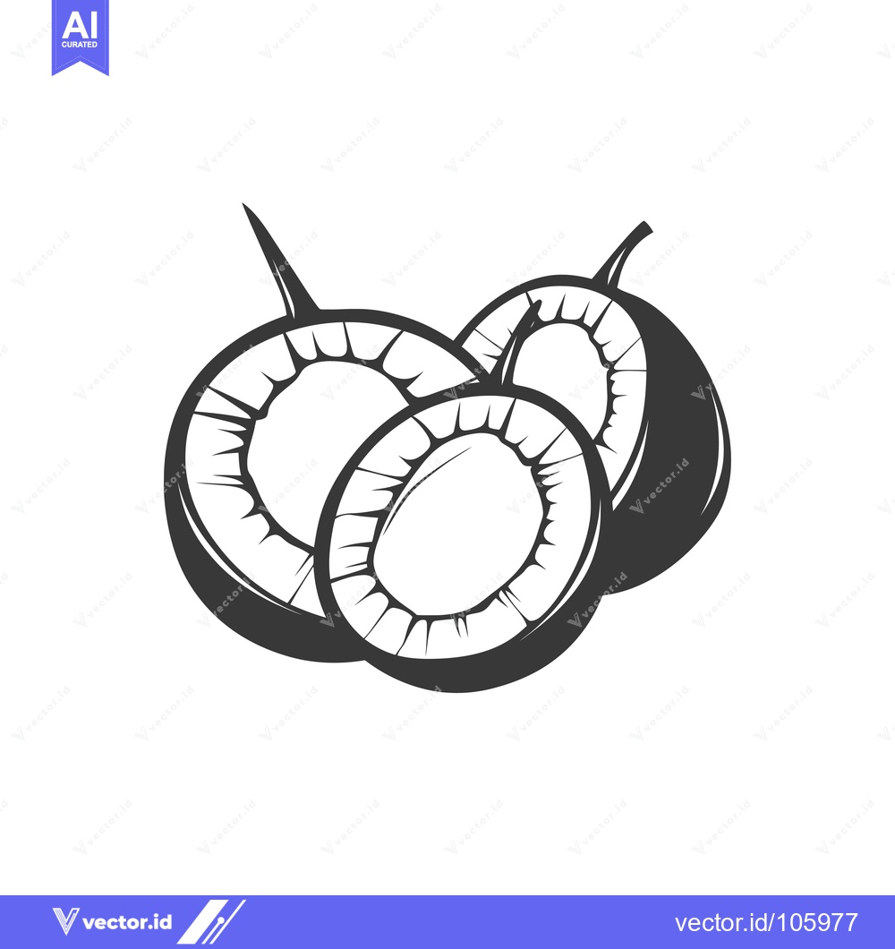 Premium Vector of Three Black and White Coconut Halves with Husks