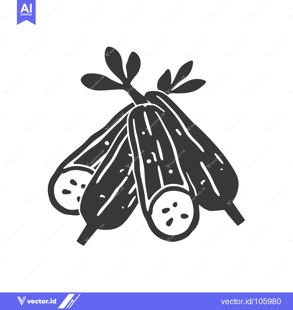 Premium Vector dari Three Black and White Cucumbers with Leaves