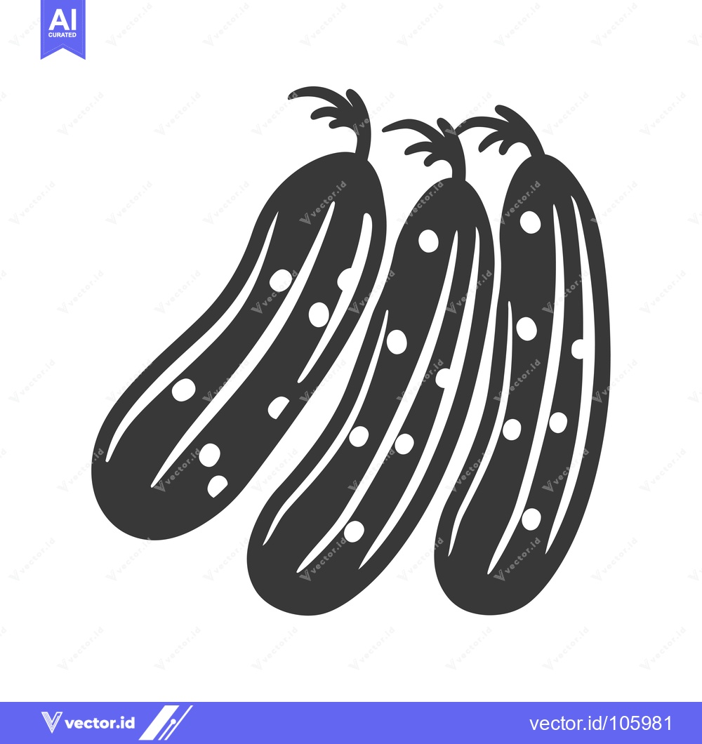 Premium Vector dari Three Black and White Cucumbers with Stems