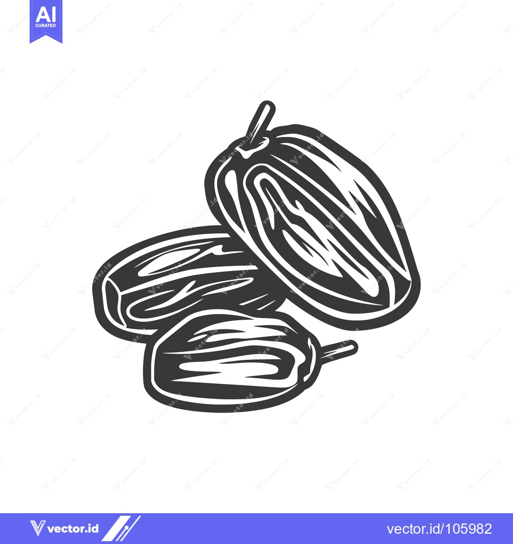 Premium Vector of Three Black and White Dates Fruit Illustration