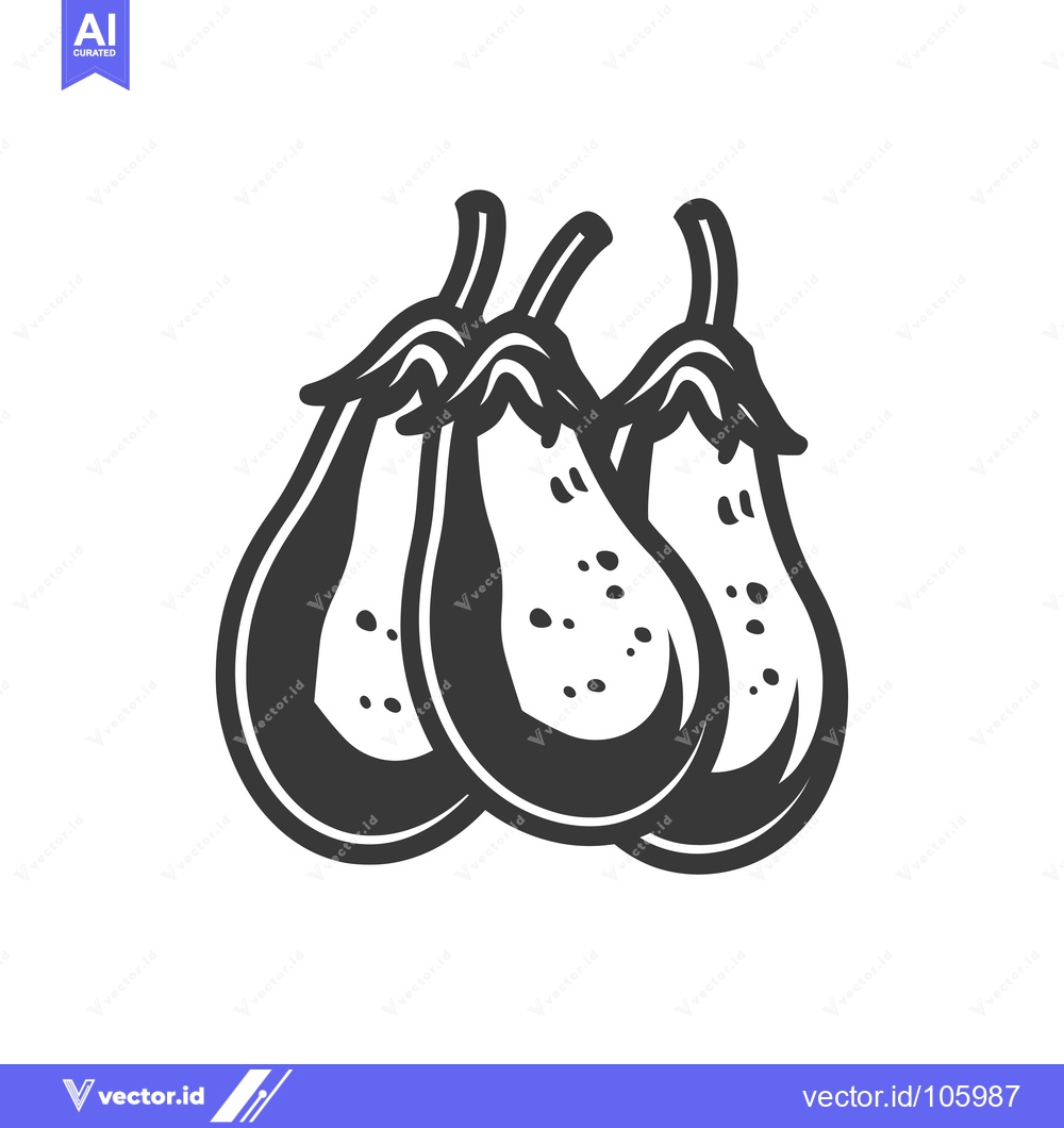 Premium Vector of Three Black and White Eggplant Illustrations